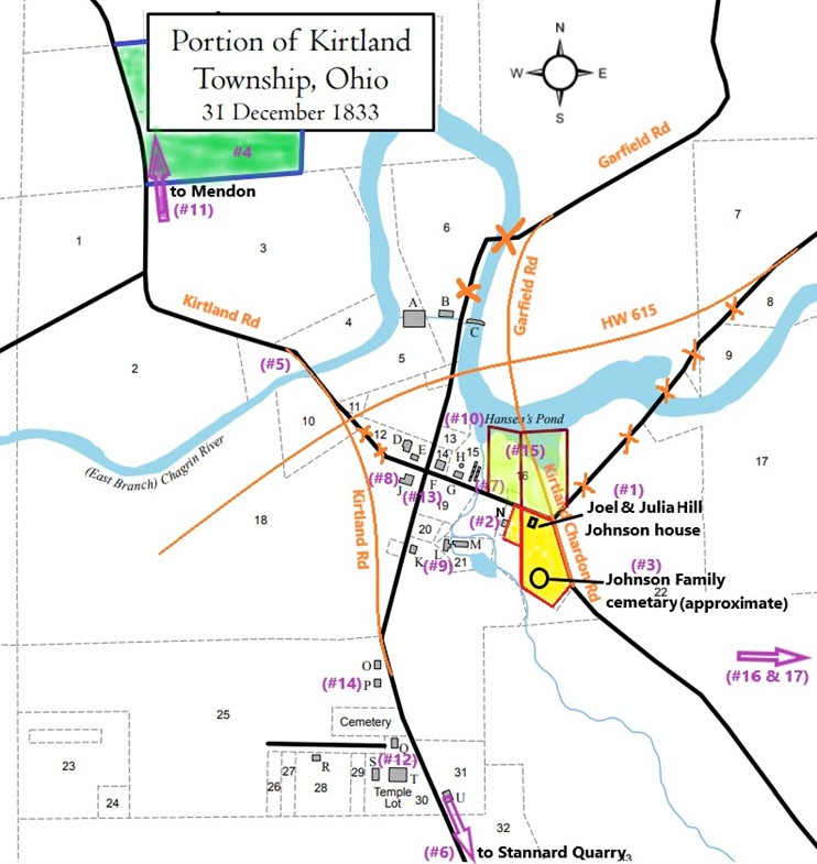 Portion of Kirtland Township Annotated map highlighting a portion of Kirtland Township, Ohio, 31 December 1833